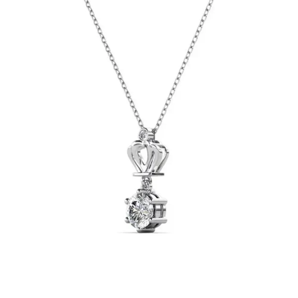 Certified 1ct. t.w. Diamond Moissanite Crown Necklace A NEW - Picture 2 of 5